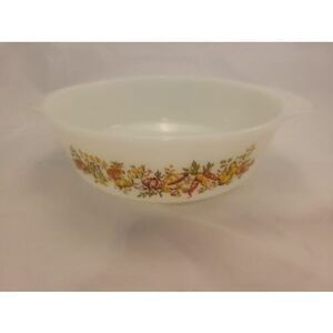 Fire King Anchor Hocking #436 Casserole Dish Harvest Vegetables - Milk Glass 1qt